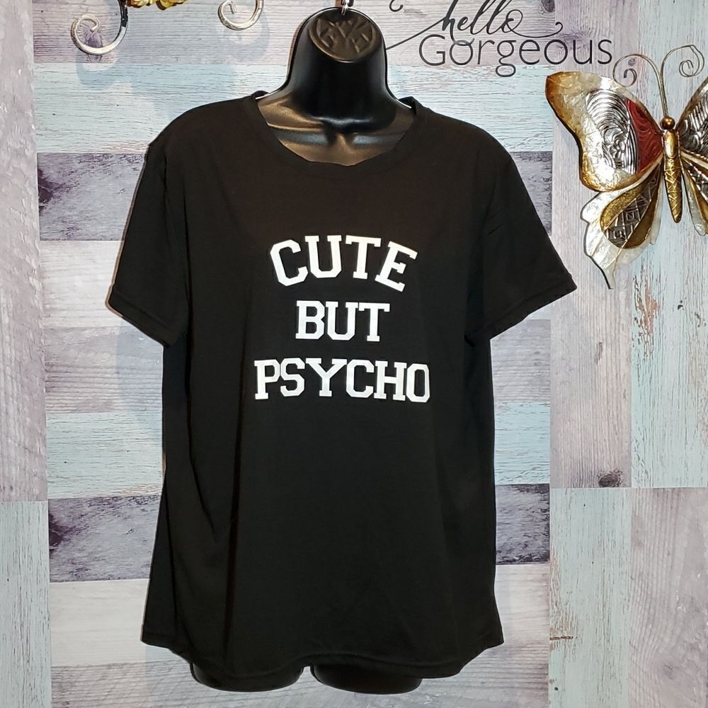 Cute But Psycho Black Tee T-Shirt, Ladies Sz L?